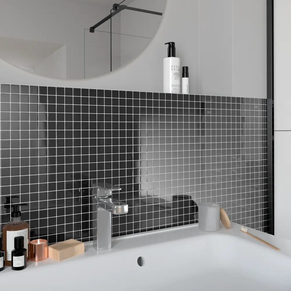 Стеклянная мозаика ARTENS Black 30×30 см для интерьера ванной 15093895 Clear STLM-0005417 - Вид №10