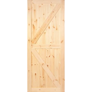Дверь межкомнатная глухая амбарная 60x200 см без покрытия цвет натуральный без замка, без петель