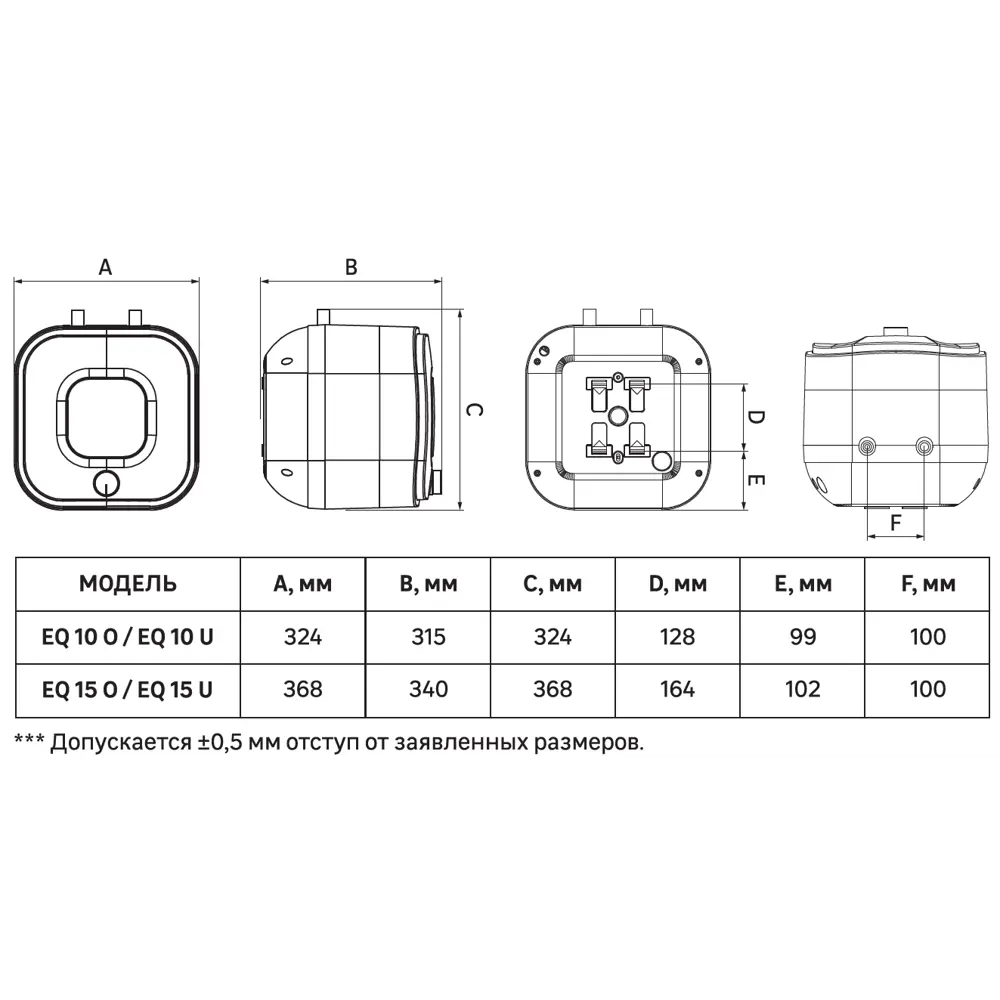 Накопительный водонагреватель электрический 15 л Equation EQ 15 U 2 кВт эмалированная сталь мокрый ТЭН STLM-2123625 - Вид №8