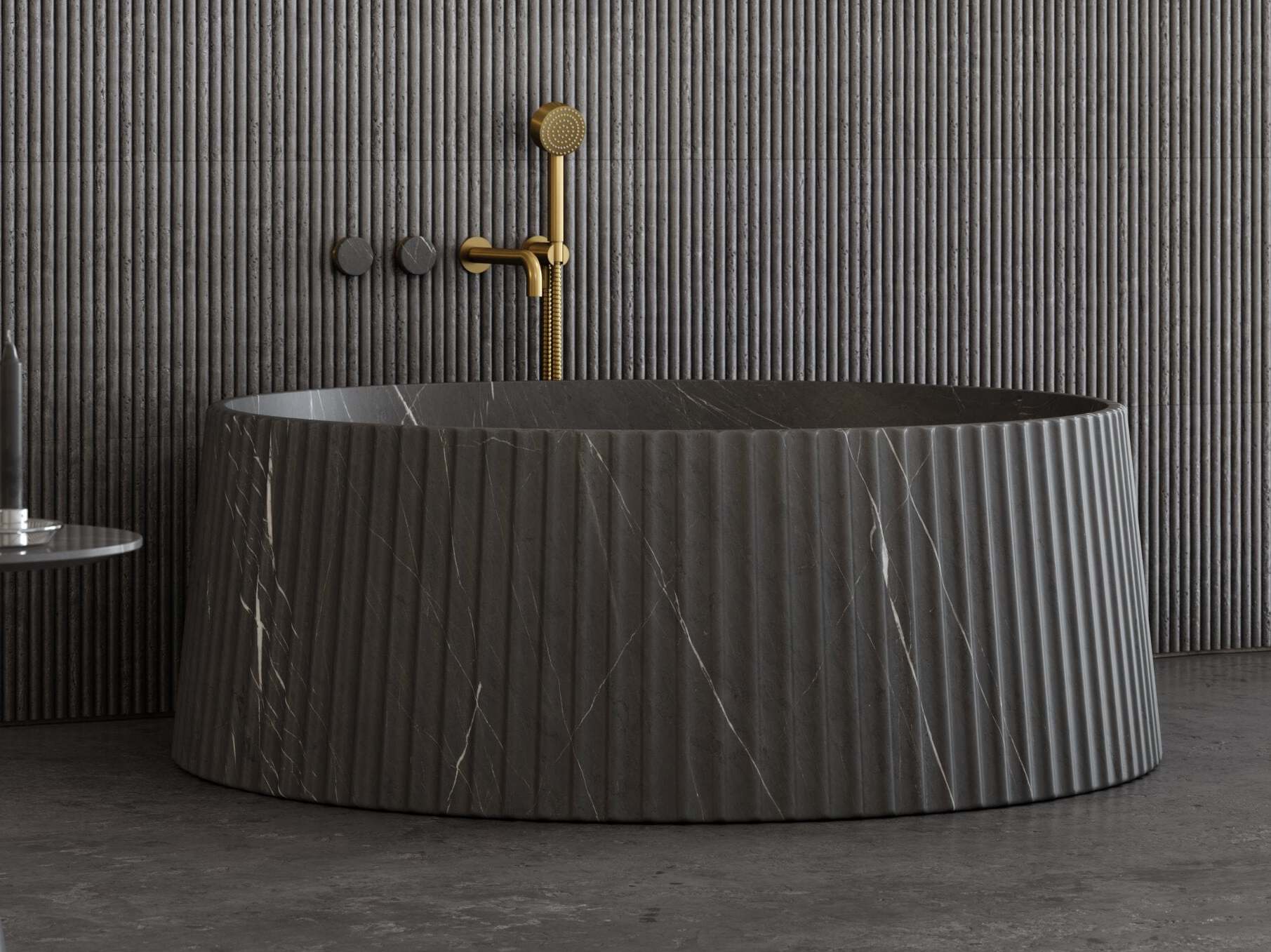 Серая мраморная круглая ванна LUSSO Lamp ARCH-00091379