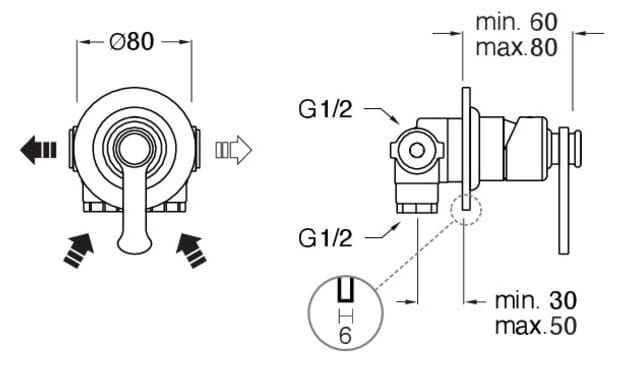 Однорычажный встраиваемый смеситель для душа с одним отверстием CRISTINA Rubinetterie Маяк ARCH-00129916 - Вид №2