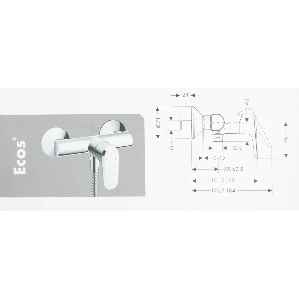 Смеситель для душа Hansgrohe HG Ecos, однорычажный, цвет хром STLM-2023575 - Вид №6