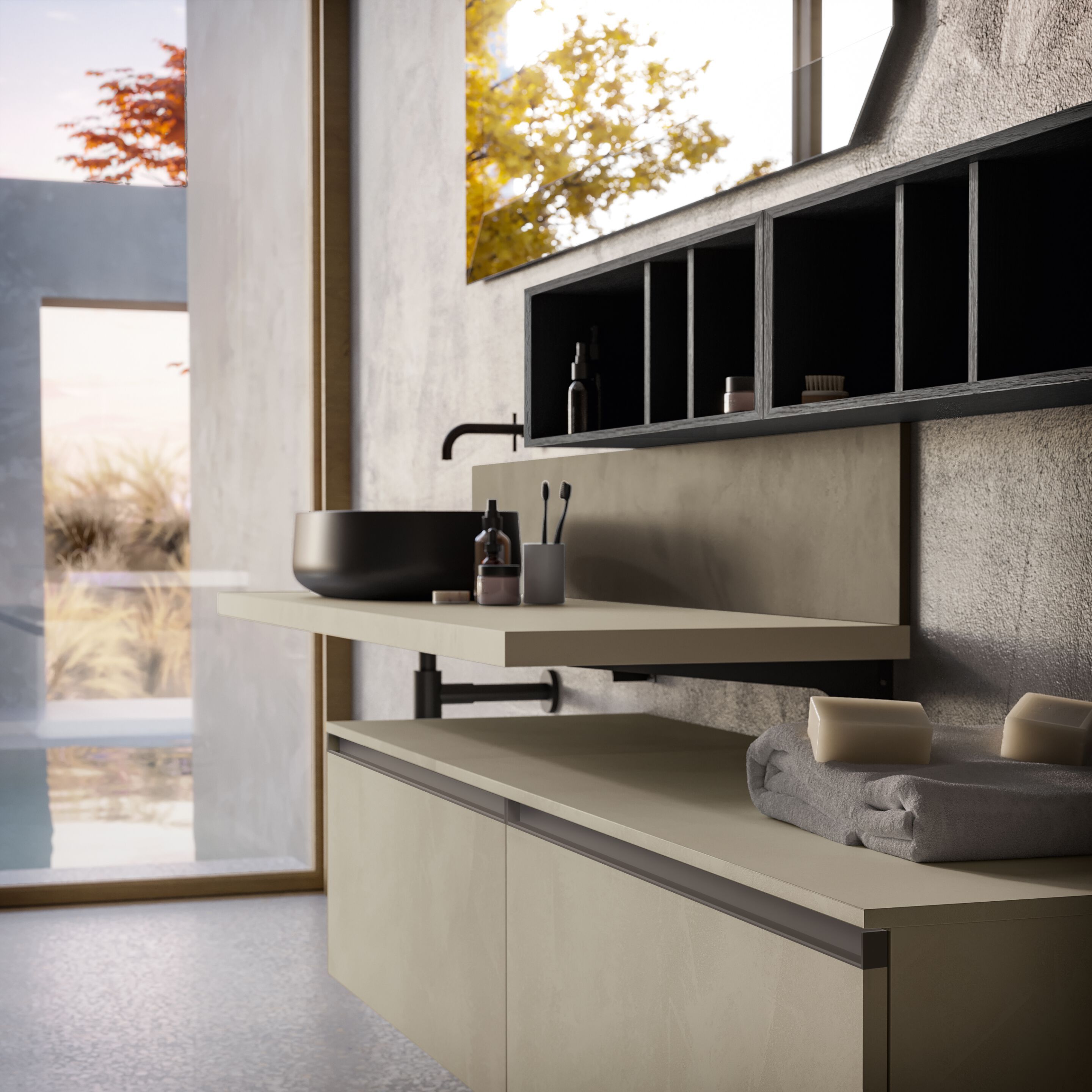 Подвесной туалетный столик с выдвижными ящиками и зеркалом Birex Deep ARCH-00151668 - Вид №3