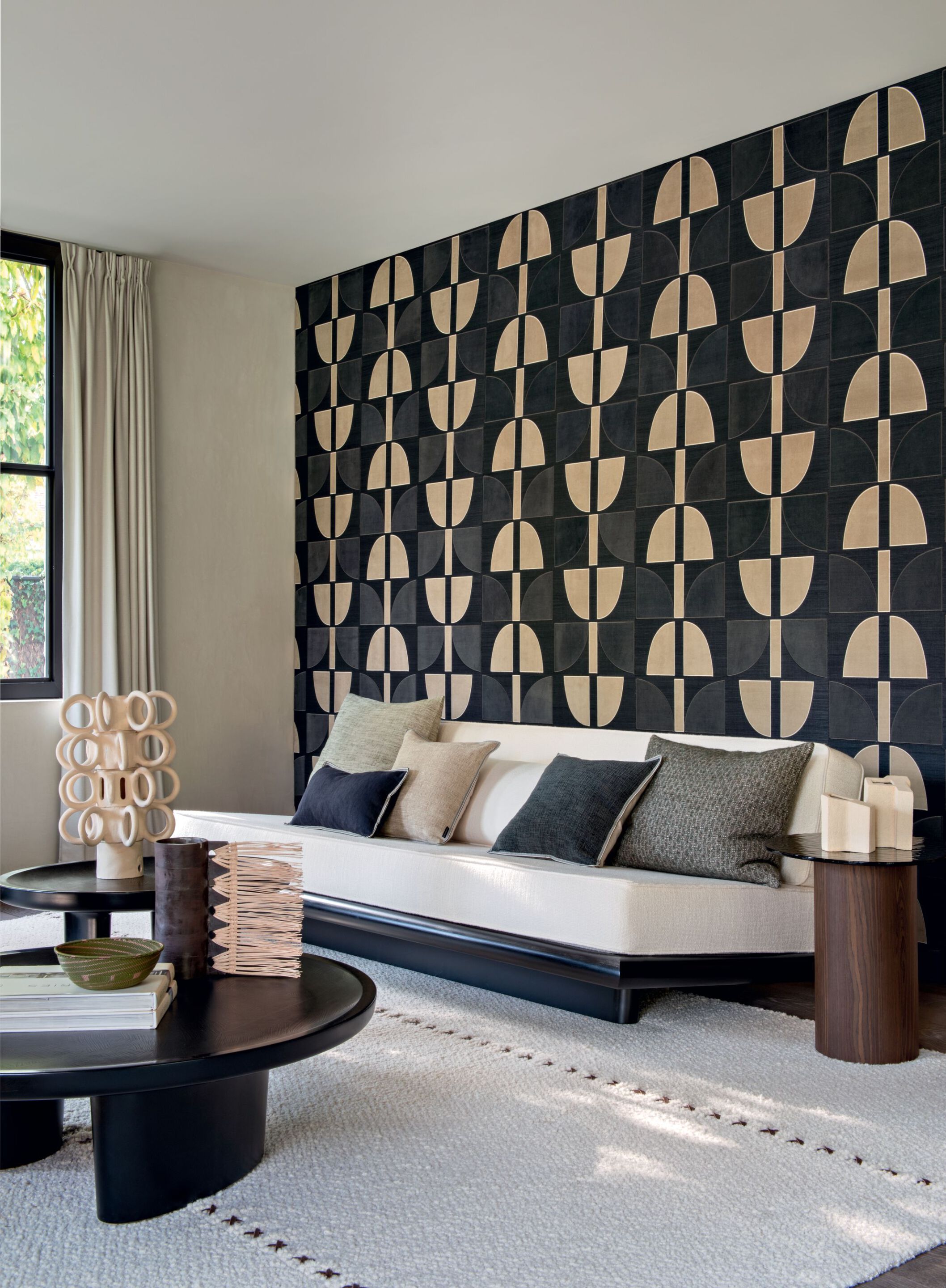 Вышитая настенная ткань с графическим рисунком Casamance Hikari ARCH-00046747 - Вид №3