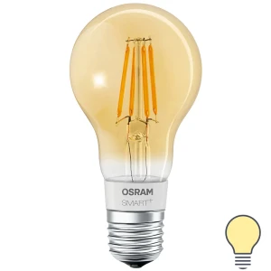 Лампа умная светодиодная Osram Smart Plus E27 220-240 В 5.5 Вт груша золотистая 600 лм, теплый белый свет