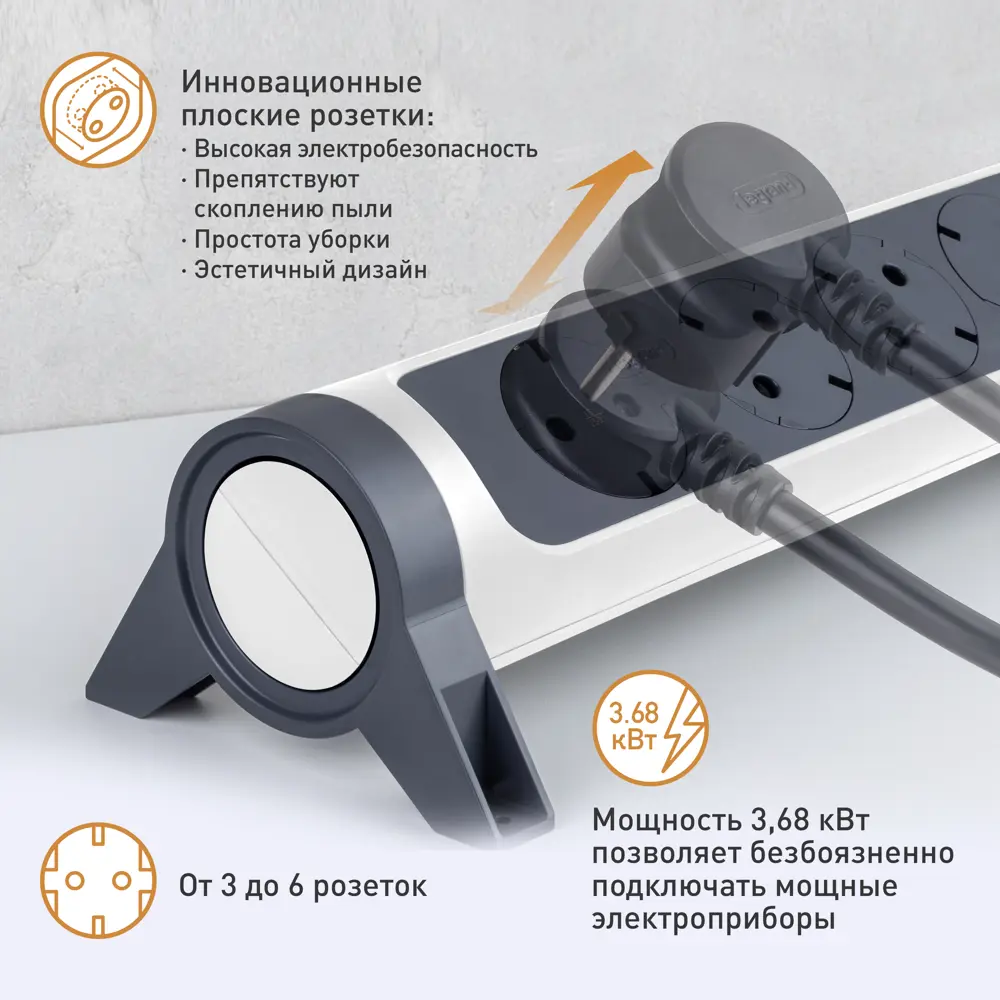 Удлинитель бытовой Legrand Комфорт 4 розетки с заземлением 3x1.5 мм 1.5 м 3680 Вт цвет черно-белый STLM-2040947 - Вид №5