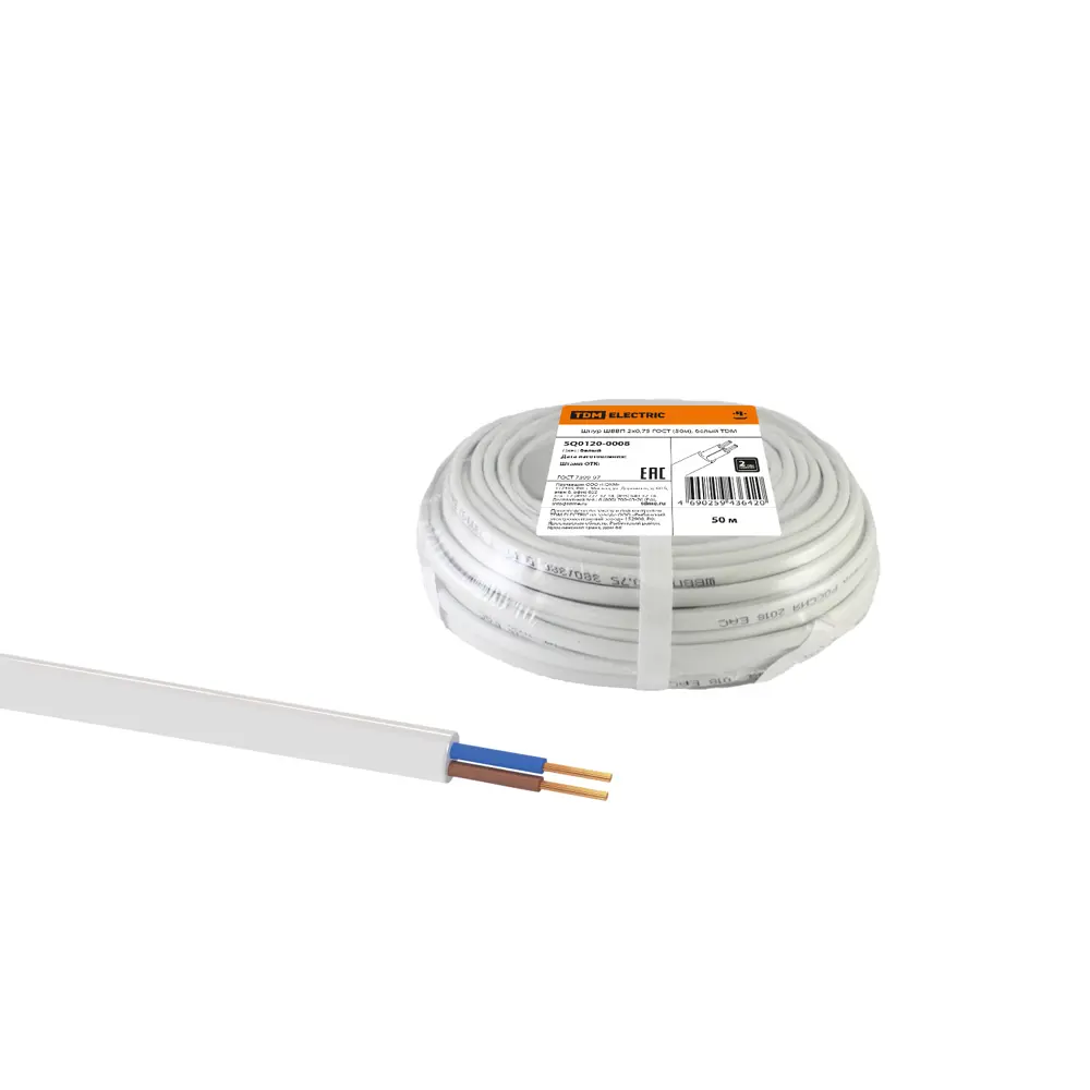 Провод Tdm Electric ШВВП 2x0.75 50 м ГОСТ цвет белый STLM-2063812 - Вид №2