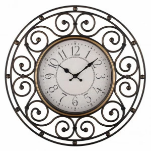 Часы настенные пластиковые с фигурной рамкой 46 см бронзовые с черным Aviere AVIERE  00-3872854 Бежевый;бронза
