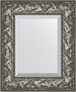 BY 3364 Зеркало с фацетом в багетной раме - византия серебро 99 mm EVOFORM Exclusive