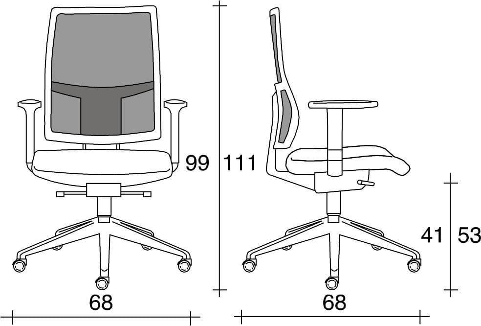 Офисное кресло с сетчатыми колесами и подлокотниками с 5 спицами TALIN Allynet ARCH-00132354 - Вид №2