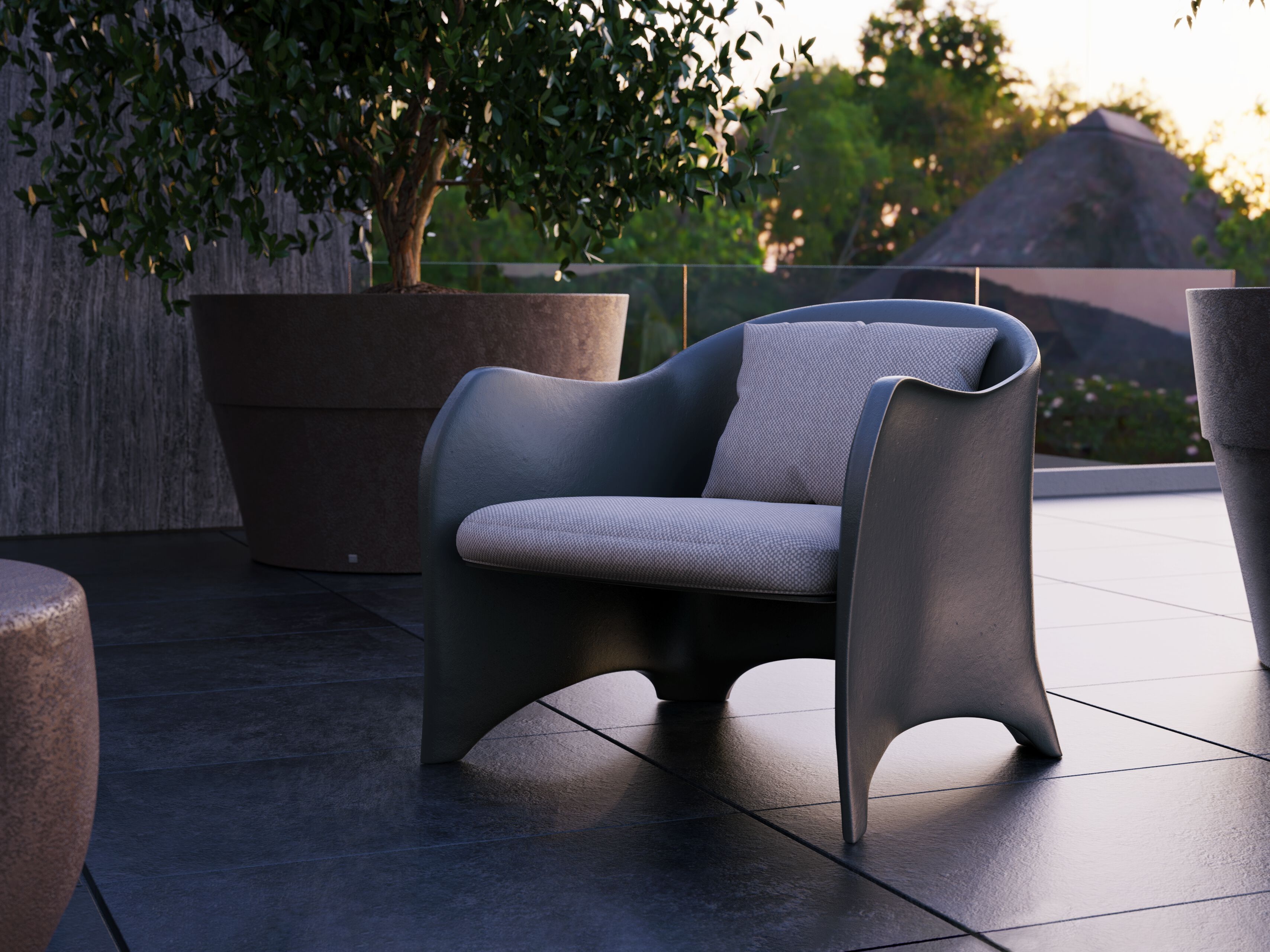 Стекловолокно садовое кресло с подлокотниками GANSK океан ARCH-00084535 - Вид №7