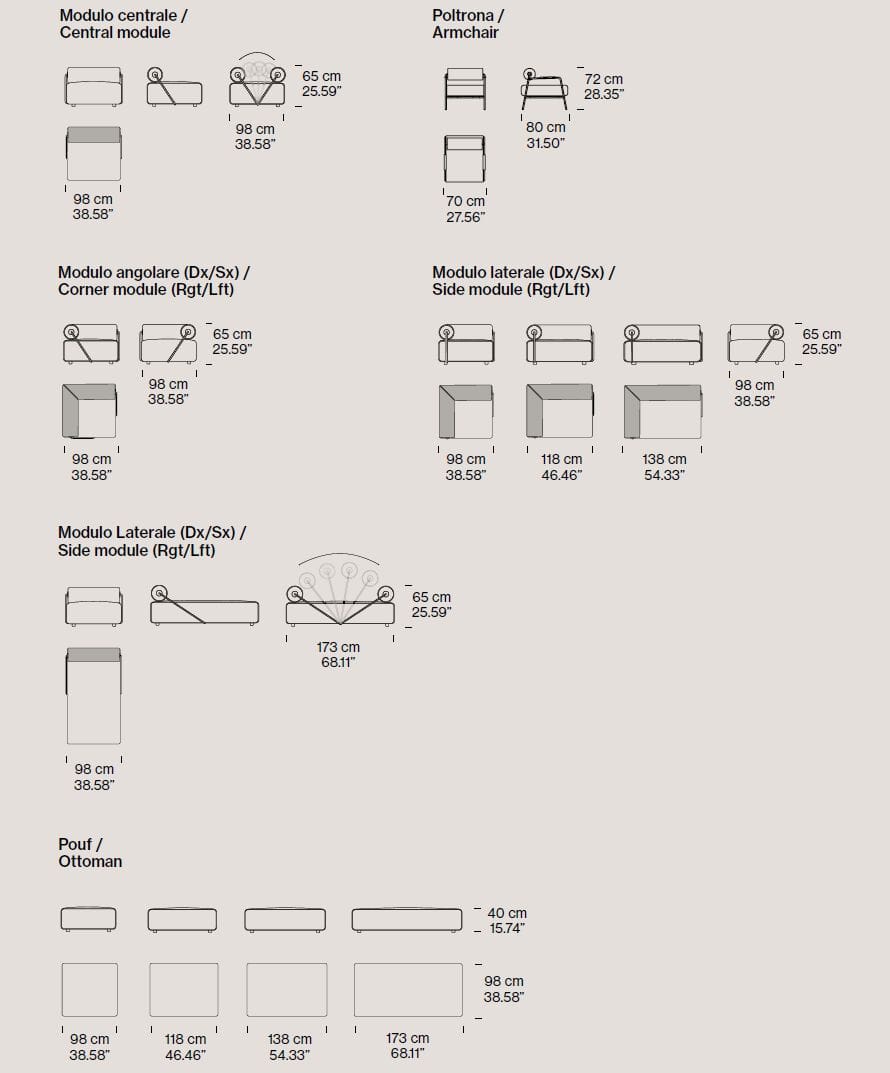 Модульная ткань двухсторонний диван Pianca Levante ARCH-00134715 - Вид №3
