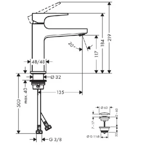 90006609 Смеситель для раковины Hansgrohe Metropol 32507700 STLM-1481174