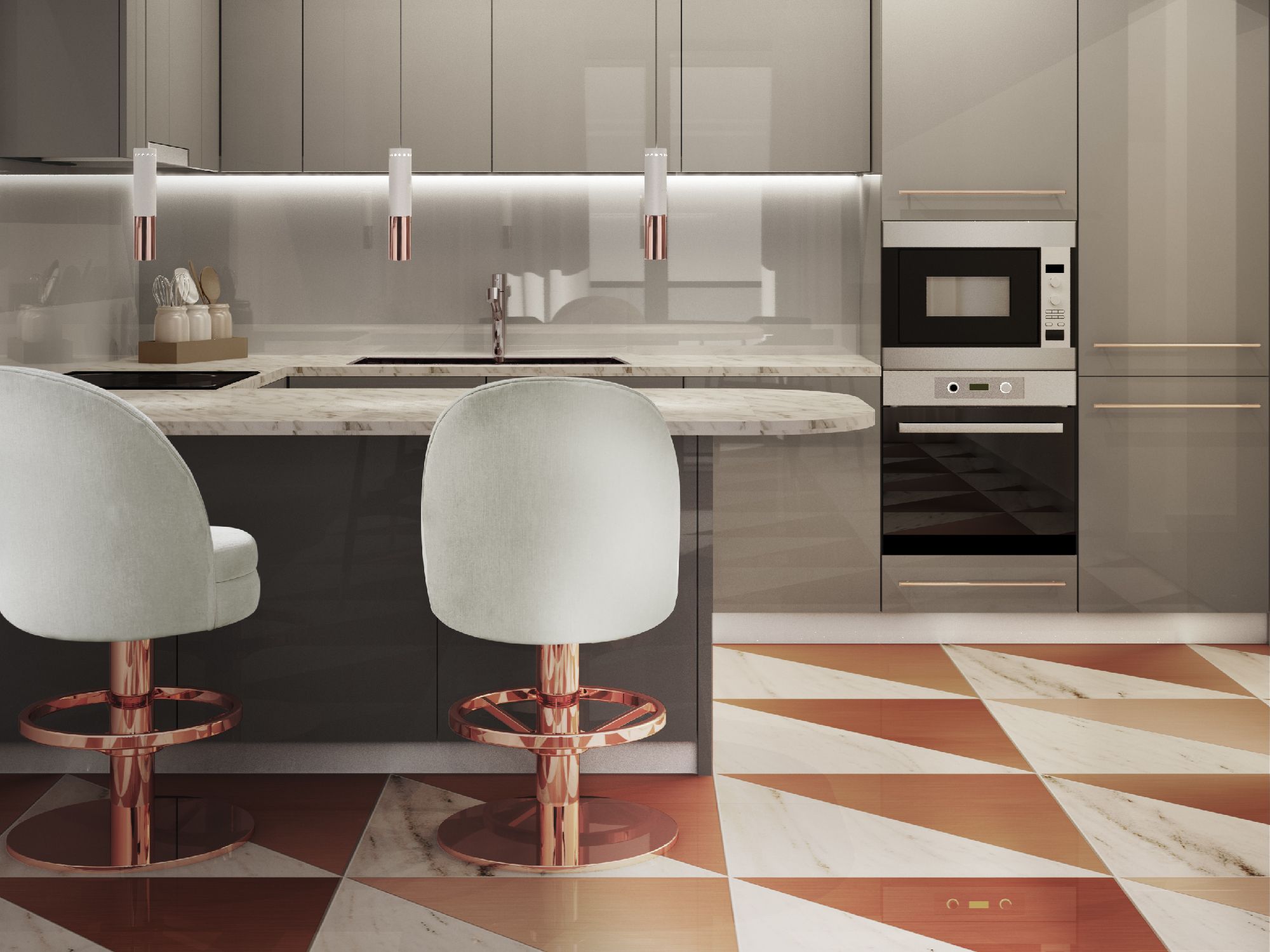 Тканевый поворотный барный стул Essential Home Фронтон ARCH-00141685 - Вид №2