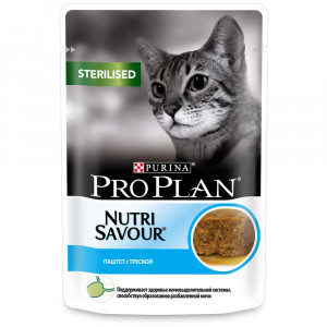 ПР0058459 Корм для кошек NutriSavour для стерилизованных, паштет с треской, пауч 85 г Pro Plan