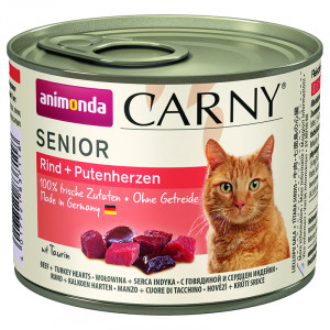 ПР0004579 Корм для кошек Carny Senior для стареющих кошек говядина, сердце, индейка конс. 200г Animonda