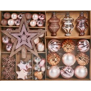 87038494 Набор елочных украшений цвет розовый 29 см 70 шт. STLM-1370976