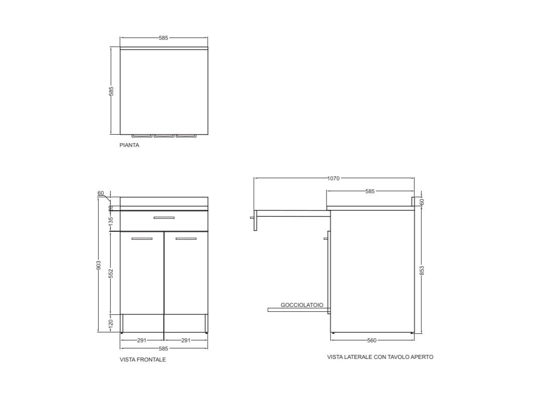 Шкаф для белья из ДСП с бельевой веревкой COLAVENE аксессуары для прачечной ARCH-00066977 - Вид №2