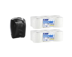 PROMO121 Контейнер для туалетной бумаги CENTER PULL черный за 50 злотых нетто при покупке 2 упаковок туалетной бумаги TOP PTB703 Merida