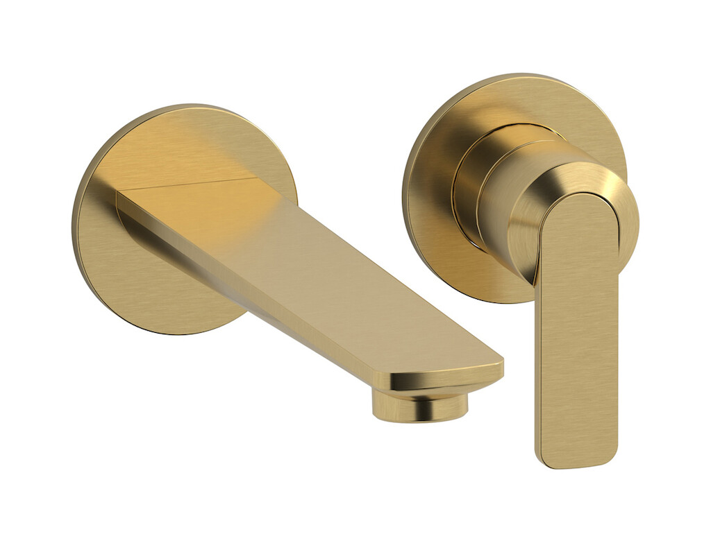 Встроенный в стену смеситель для раковины на 2 отверстия в комплекте с донным клапаном WE ARE IB c6406os Brushed Gold C-67