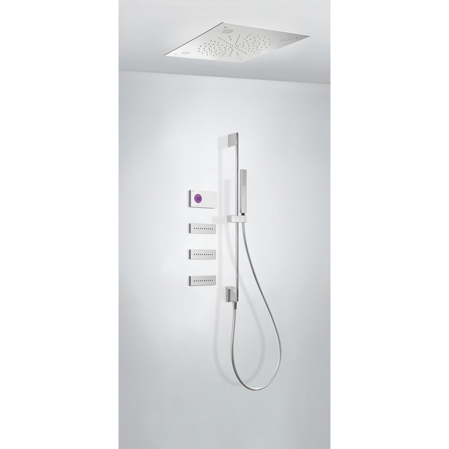 SHOWER TECHNOLOGY Kit de grifo termostático electrónico empotrado de 3 vías Shower Technology Blue Edition con Cromoterapia para-09286309 TRES Electronic