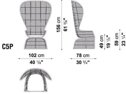 Садовое кресло с плетением из полиэтилена или абаки B&B Italia Outdoor кринолин ARCH-00072473 - Вид №6