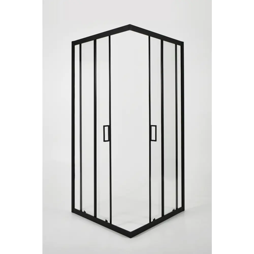 МЕТАКАМ Душевой уголок квадратный 80×80 см с черным профилем и стеклянными створками 89361541 STLM-0968051 - Вид №4