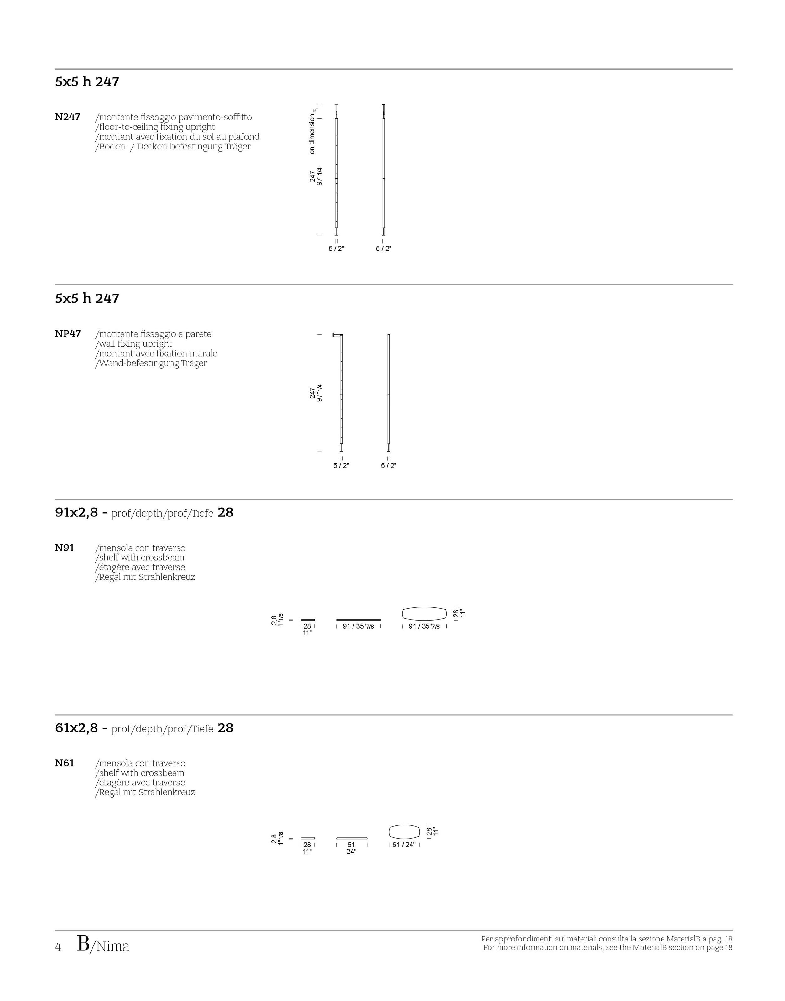 Книжный шкаф из дерева и стекла с креплением пол-потолок Borzalino NIMA ARCH-00135861 - Вид №7