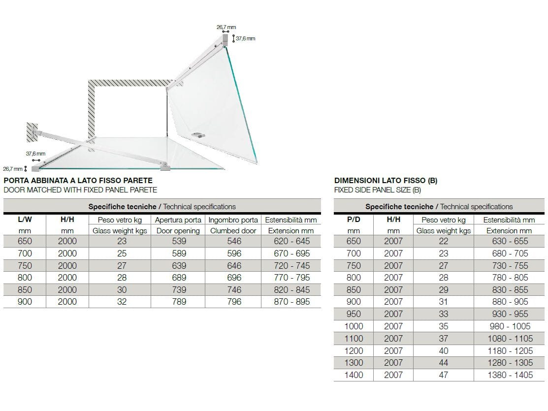 Алюминиевая и стеклянная угловая душевая кабина с распашной дверью TAMANACO SWING ARCH-00114950 - Вид №21