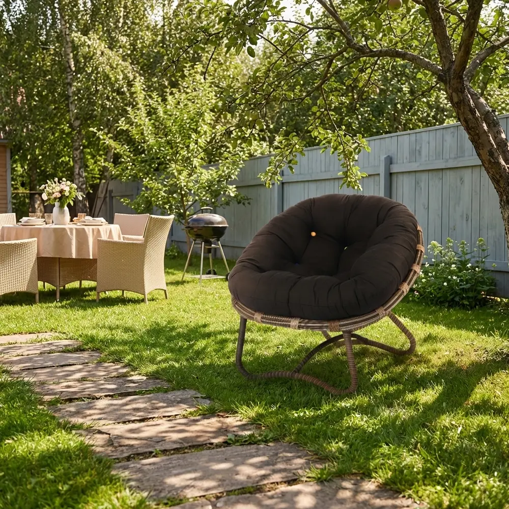 Кресло садовое Niko 85x83x82 см искусственный ротанг темно-коричневый Santreyd STLM-2159078 - Вид №14