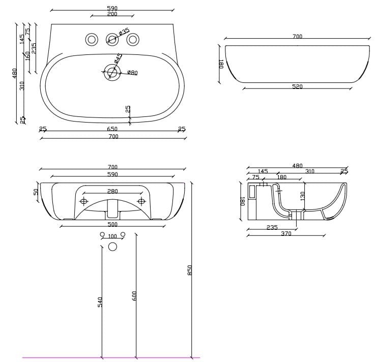 Керамическая подвесная раковина Galassia ARCH-00028381 - Вид №2