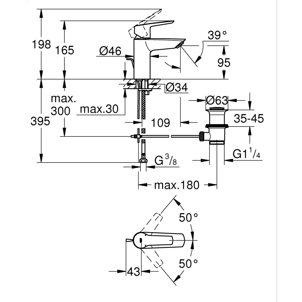 Смеситель для раковины Grohe Start однорычажный цвет хром STLM-2113174 - Вид №10