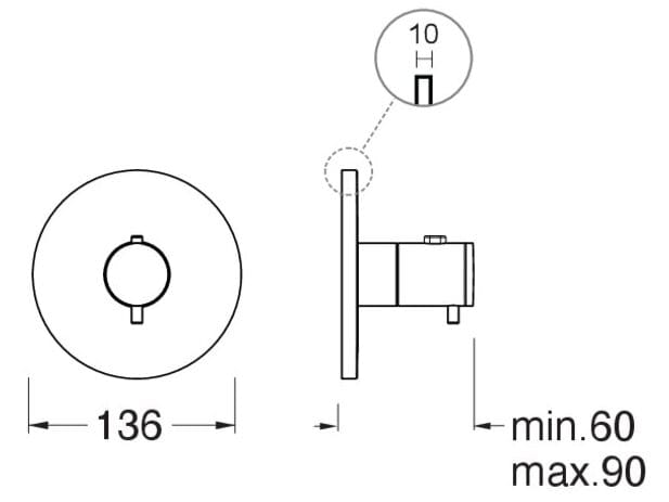 Термостатический однорычажный встраиваемый смеситель для душа CRISTINA Rubinetterie Термостатические смесители-Shower &amp ARCH-00016784 - Вид №1