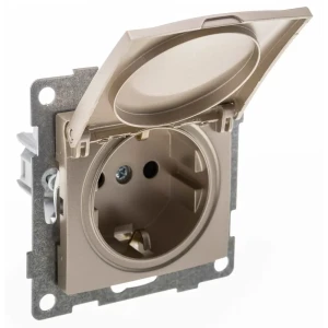 91818412 Розетка встраиваемая Gusi electric Bravo С10Р91-027 с заземлением шторками и крышкой цвет шампань STLM-1521000