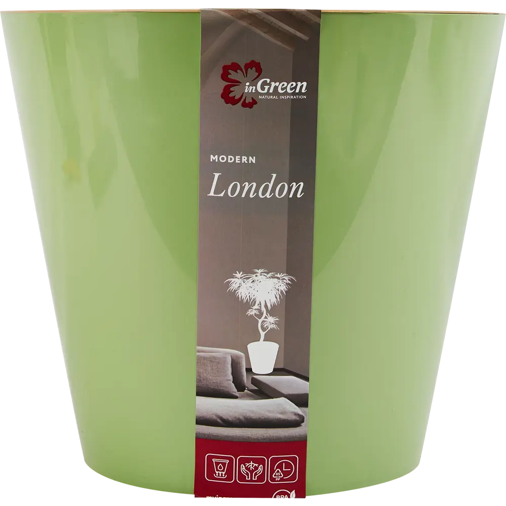 Горшок цветочный London ø23 h20.8 см v5 л пластик зеленый INGREEN STLM-2169017 - Вид №5