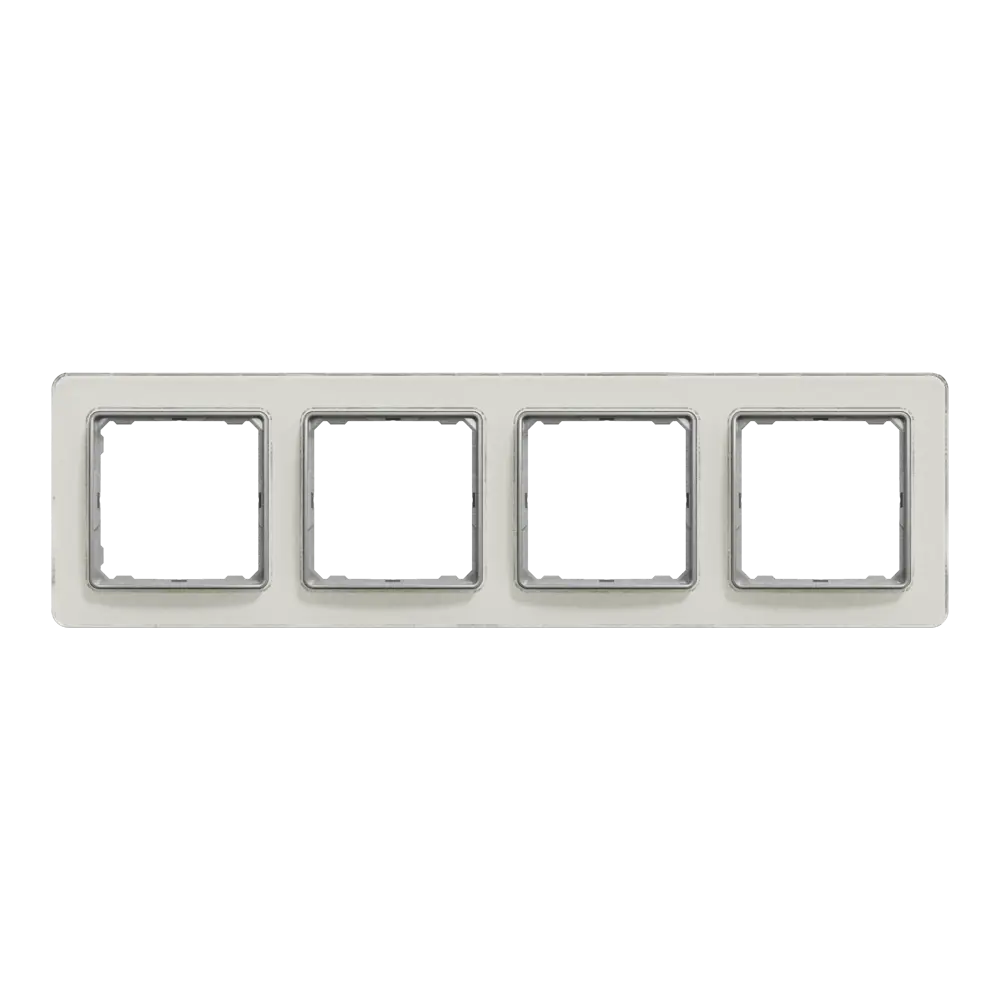 Рамка для розеток и выключателей Systeme Electric Sedna Design 4 поста, цвет белое стекло STLM-2157285