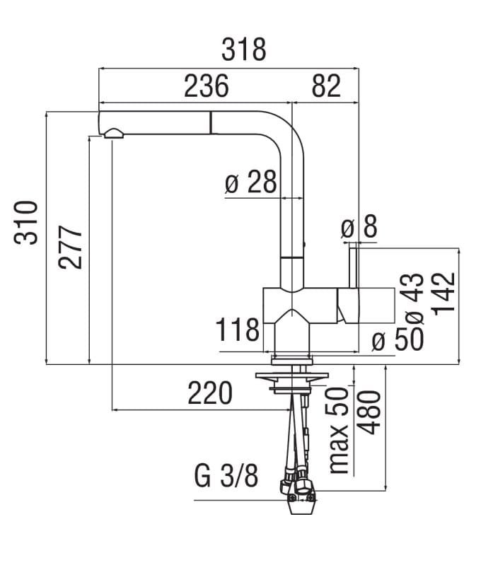 Кухонный смеситель со съемным ручным душем Nobili Live ARCH-00068072 - Вид №2