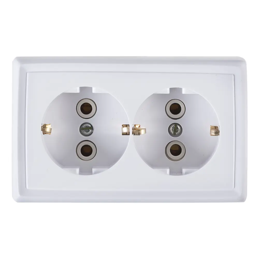 Розетка Reone 2-х постовая с заземлением цвет белый STLM-2127101 - Вид №1