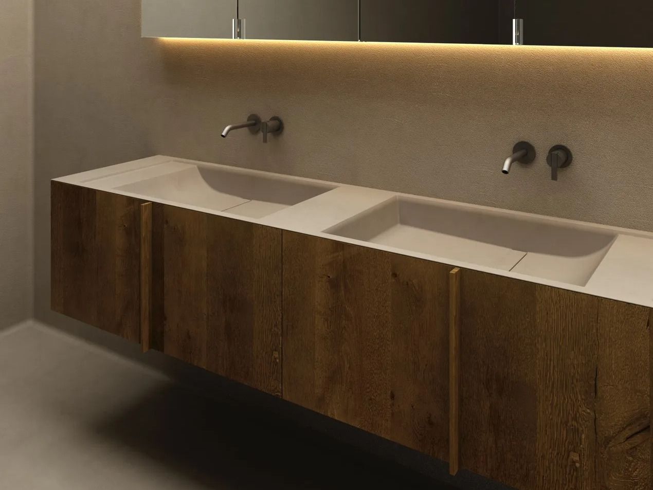 Деревянный подвесной двойной умывальник с ящиками Inbani Paral ARCH-00067761 - Вид №1