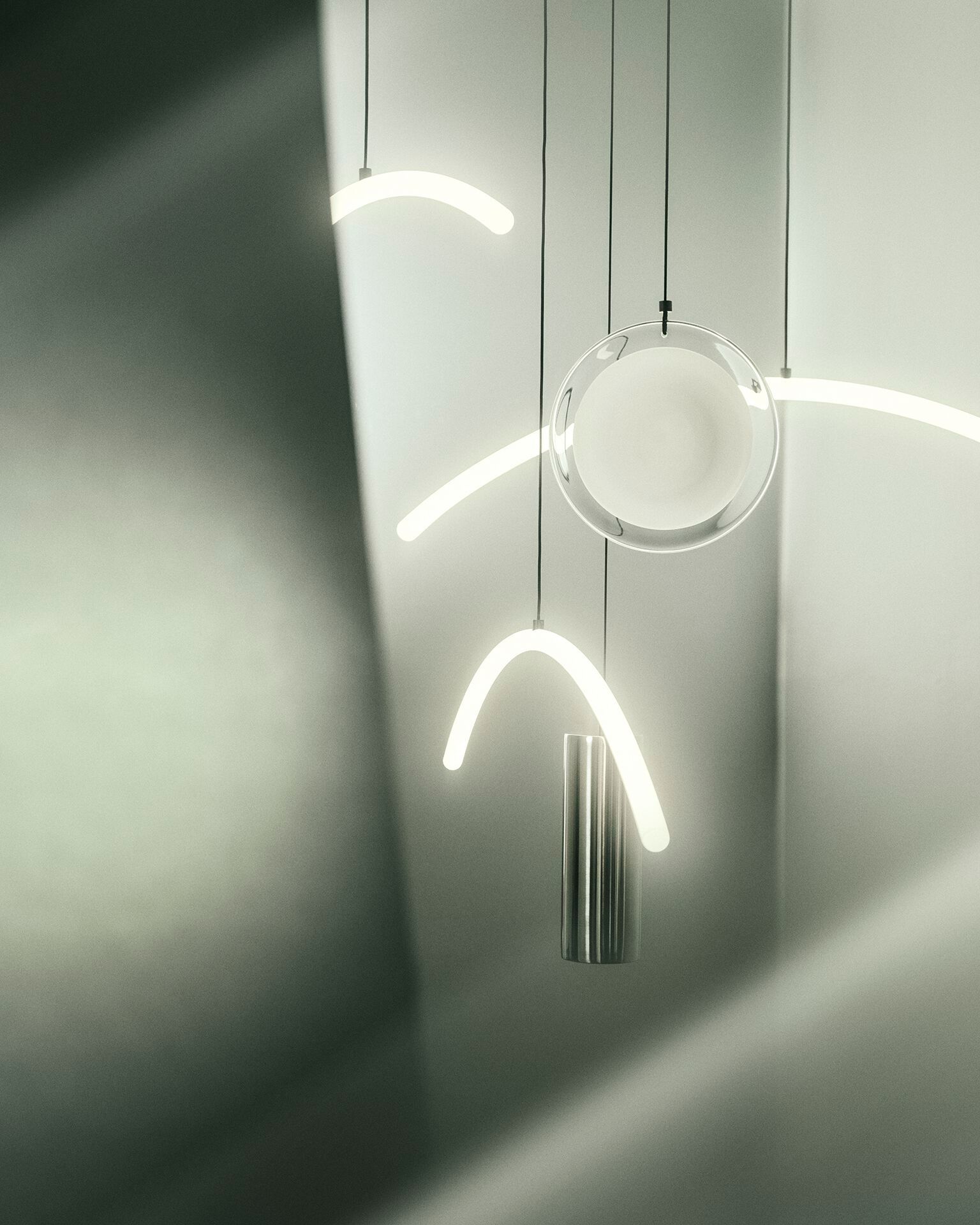 Стеклянный и стальной светодиодный подвесной светильник Pholc DREAM CATCHER ARCH-00107364 - Вид №4