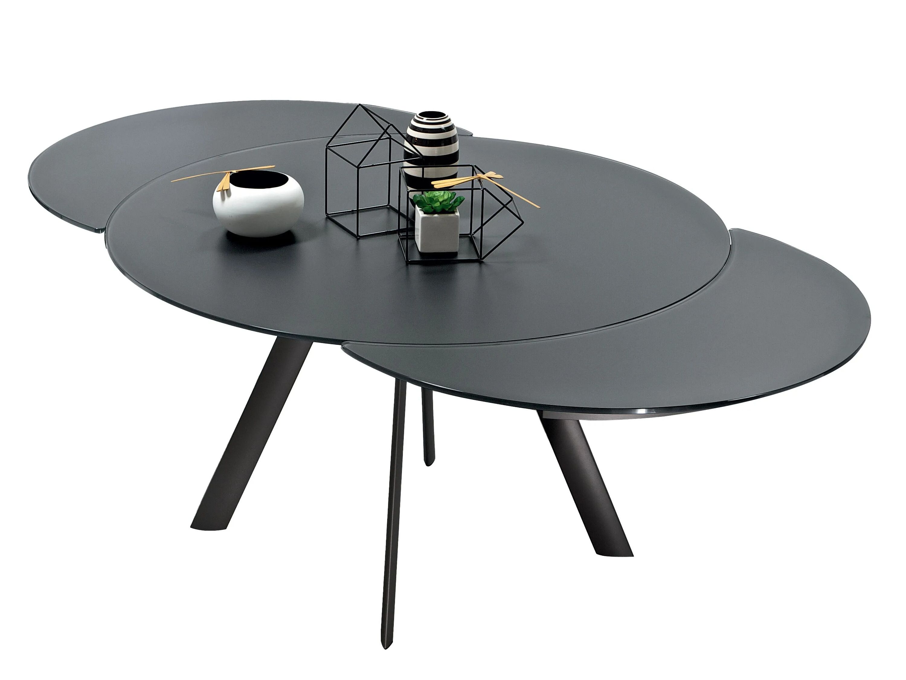 Выдвижной стальной и хрустальный обеденный стол Bontempi Casa GIRO ARCH-00129453