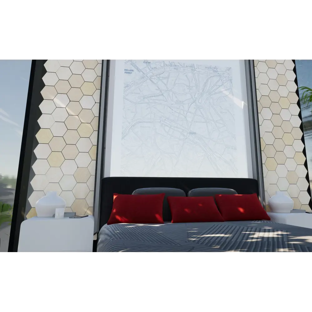 Деревянная мозаика Гексагон бежевая 17.3x15 см береза 0.02 м² Santreyd STLM-2049603 - Вид №3