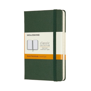 516255 Блокнот "Classic" Pocket, 96 листов, в линейку, 9 х 14 см, зеленый Moleskine