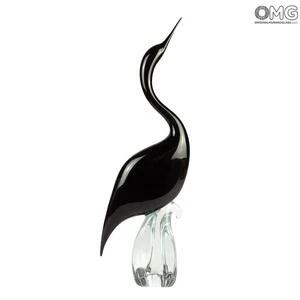 2894 ORIGINALMURANOGLASS Скульптура - Чёрная цапля - самец - муранское стекло OMG 17 см