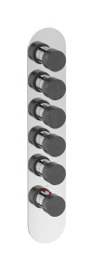 EUA512SSNMR_2 Комплект наружных частей термостата на 5 потребителей - вертикальная овальная панель с ручками Marmo IB Aqua - 5 потребителей