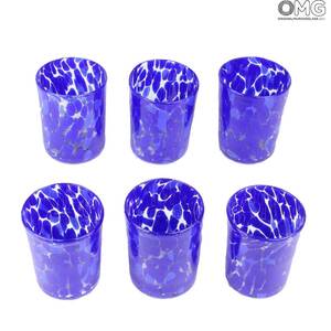 2189 ORIGINALMURANOGLASS Набор из 6 синих рюмок - муранское стекло 6 см