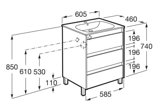 Деревянный напольный умывальник со встроенной раковиной Roca Tenet ARCH-00018292 - Вид №9