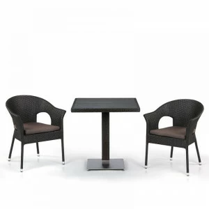 Мебель из ротанга, стол квадратный и стулья коричневые на 2 персоны AFINA  241009 Коричневый
