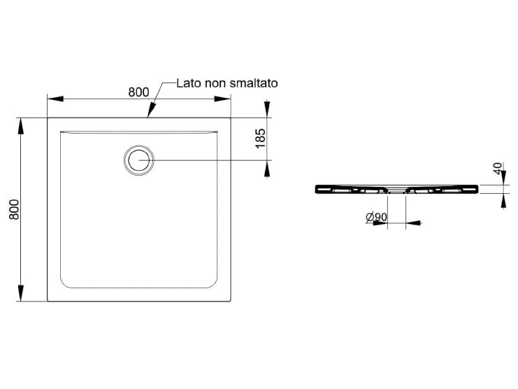 Керамический нескользящий квадратный поддон для душа Ceramica Dolomite SQUASH ARCH-00031394 - Вид №3