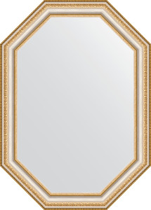 BY 7049 Зеркало в багетной раме - золотые бусы на серебре 60 mm EVOFORM Octagon